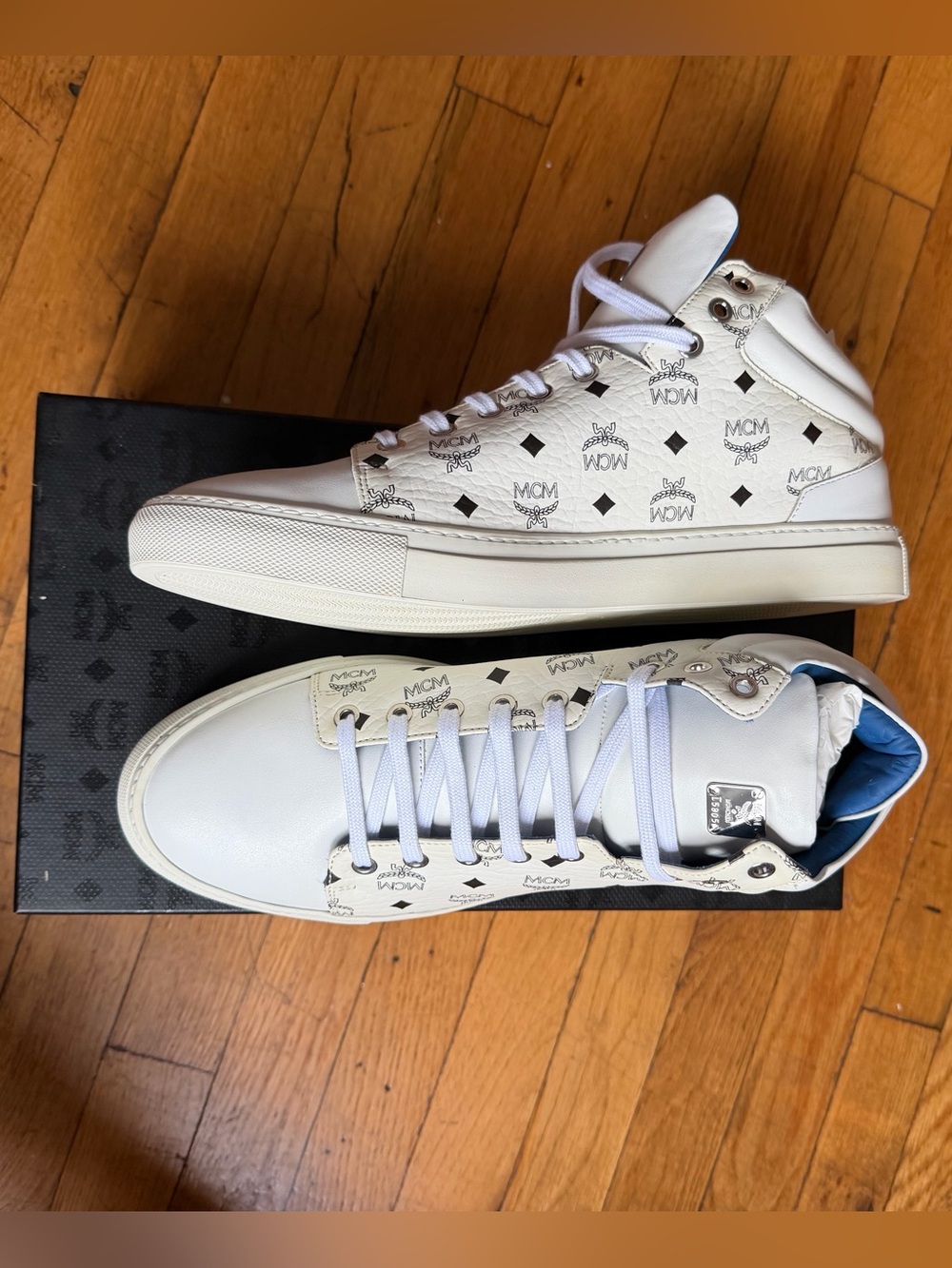 MCM White monogram High Top Sneakers